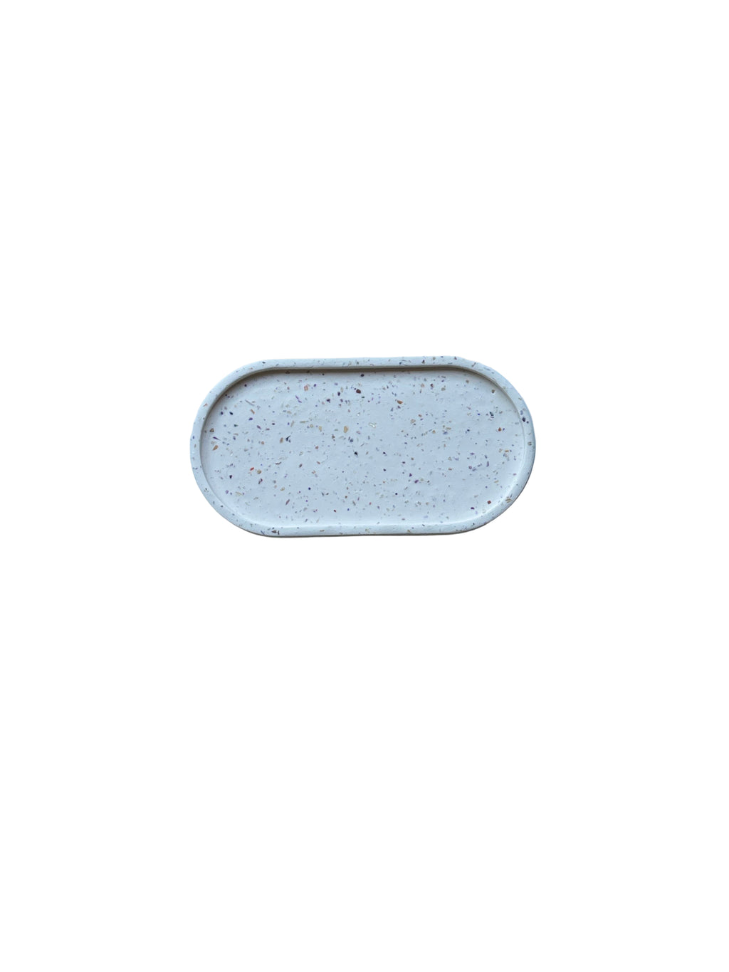 Seashell speckled white eco resin tray