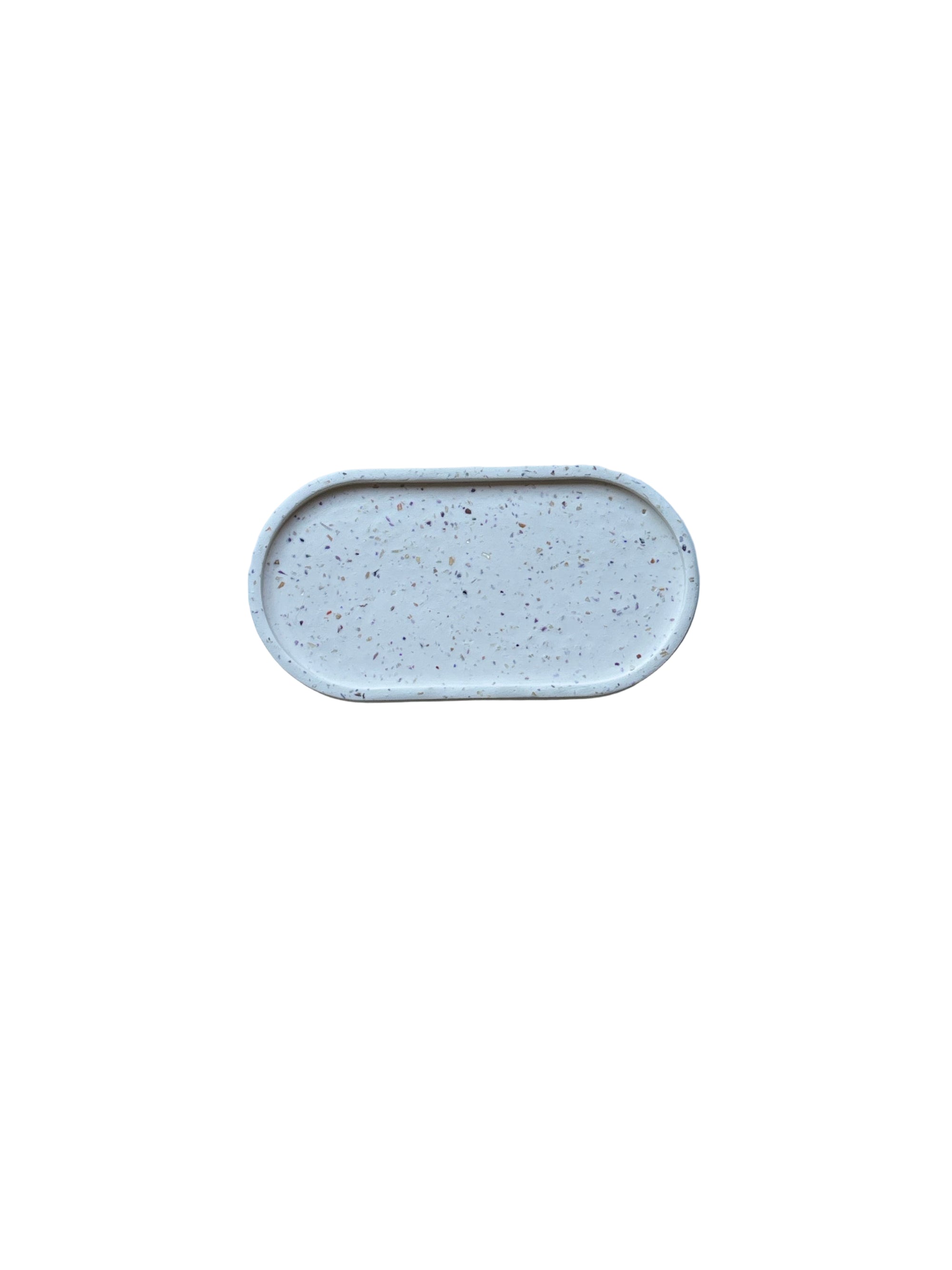 Seashell speckled white eco resin tray